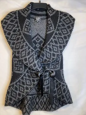 Mary Firenze Sweater Wrap Black Gray Mohair Wool Blend Tied Made In Italy Sz Med • $23.99