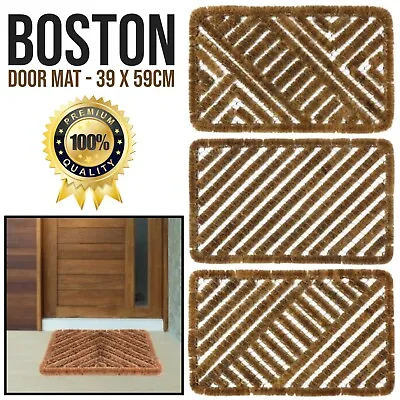 Large Boston Door Mat Scraper Metal Wire Brush Coir Entrance Mat Outdoor 39x59cm • £15.99