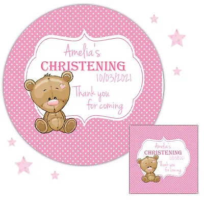 £2.50 • Buy Personalised Gloss Christening Stickers Baptism Girls Labels For Party Thank You