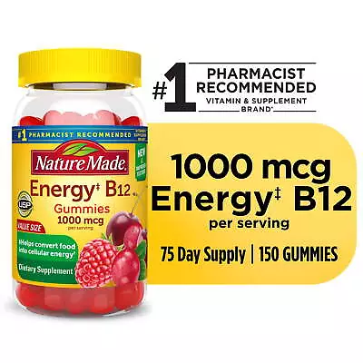 Nature Made Energy B12 1000 Mcg Gummies Dietary Supplement 150 Count • $13.97