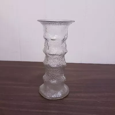 Vintage Clear Crinkle Glass Candlestick Candle Holder / Vase Free Shipping  • $19.99