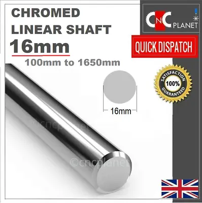 16mm Smooth Chromed Steel Linear Shaft Round Bar Rail Slide Rod Bearing 3D CNC • £46.95
