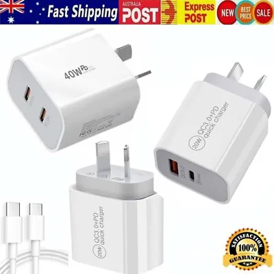 $9.49 • Buy 40W DUAL USB-C PD Fast Charging 20W USB PD 3.0 Fast Wall Charger Power Adapter