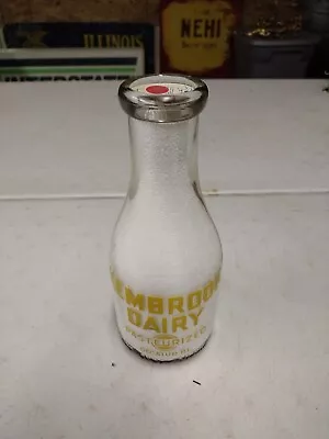 Vintage Kembrook Dairy Decatur Illinois One Quart Glass Pyroglaze Milk Bottle • $29.95