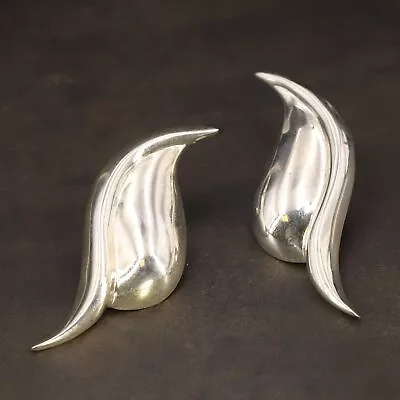 VTG Sterling Silver - MODERNIST Solid Swirl Post Earrings - 14.5g • $3.25