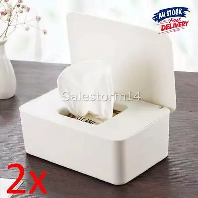 Wet Wipes Dispenser Holder Tissue Storage Box Case+Lid Dustproof For Home Office • $19.60