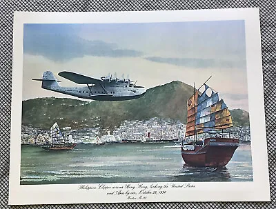 Vintage Pan Am Airlines MENU Clipper Hong Kong Martin M130 John T. McCoy Print • $149.90