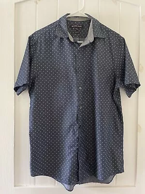 Michael Kors Shirt Mens Classic Fit Button Up Blue Polka Dot Short Sleeve Size S • $12