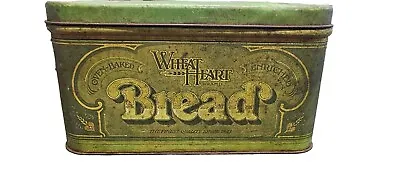 Wheat Heart Bread Green Tin Vtg Rustic Aged Collectible Unique  • $40.50