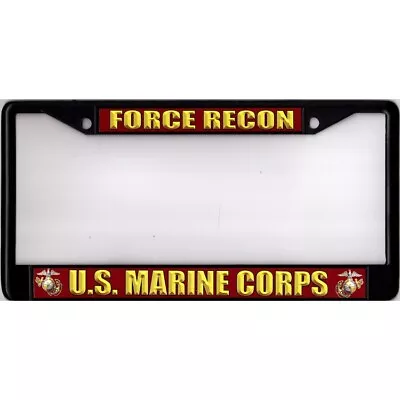 U.S. Marine Corps Force Recon Black License Plate Frame • $22