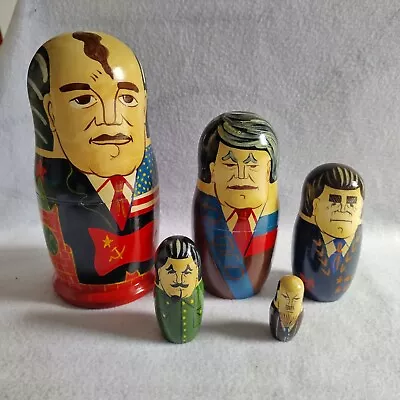 Russian Political Leaders Nesting Dolls Gorbachev X 5 Matryoshka Hand Painted  • £6