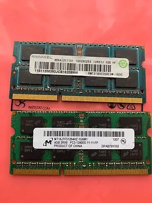 2 X 4GB PC3-12800 1600MHz Laptop Notebook DDR3 Memory RAM SODIMM 204 Pin Lot • £12
