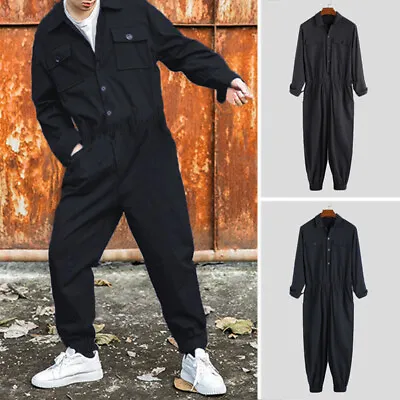 AU STOCK Men's Casual Jumpsuits Overalls Cargo Work Pants Coveralls Trousers • $30.86