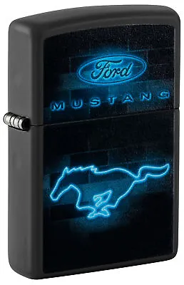 Zippo Ford Mustang Neon Logo Black Matte Windproof Lighter 48404 • $35.95