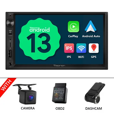 CAM+DVR+OBD+ Android 13 Double Din 7  Car Stereo CarPlay Radio GPS No DVD Player • $209.08