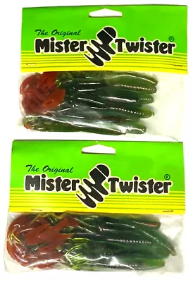 2 Packs Original Mister Twister 4.5  Crawfish Bait Mean Green Red Flake Red Claw • $9.94