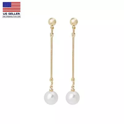 Fashion Women Jewelry Earrings Retro Natural Pearl Line Long Tassel Stud 0976 • $9.99