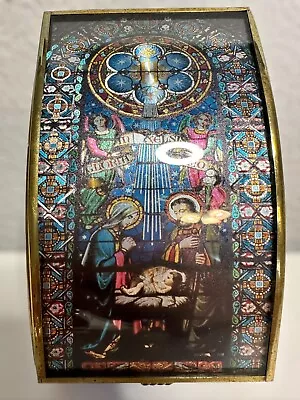 Via Vermont Glass Trinket Music Box Ave Maria Nativity Scene 5x3x2 Baby Jesus • $27