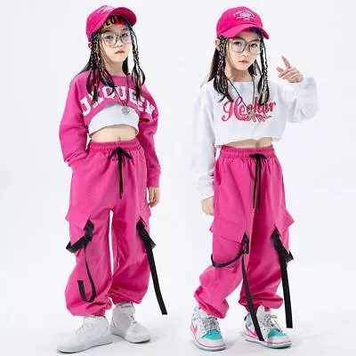 £15.99 • Buy Kids Girls Street Dance Costume Fashion Hip Hop Clothes Performance Pink Outfit