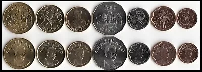 Swaziland Set 7 Coins 5 10 20 50 Cents 1 2 5 Emalangeni 1999-2011 UNC • $8.39