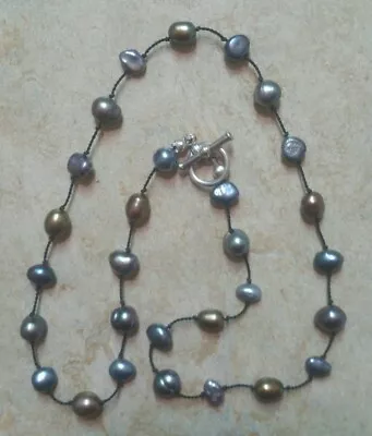 $21 • Buy Peacock Black Natural Pearl Necklace Choker 16 