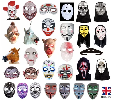 £2.98 • Buy SCARY HALLOWEEN MASKS Fancy Dress Accessory Clown Evil Horror Scary Mask Lot UK