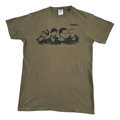 U2 360 Tour T Shirt 2009 00s Size Medium Olive Green Double Sided Bay Island • $18.88