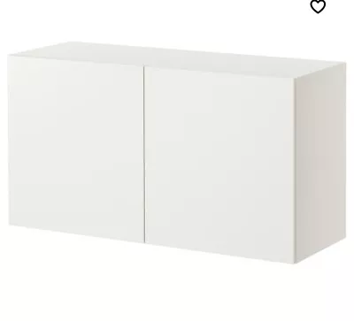 IKEA BESTA Shelf Unit With Doors White Lappviken/white 120x42x64cm Glass Top • £10
