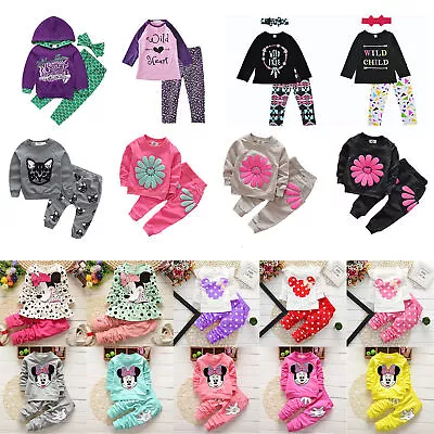 Toddler Kids Girls Clothes Tracksuit Sets Sweatshirt Tops + Pants Outfits Sets • £13.49