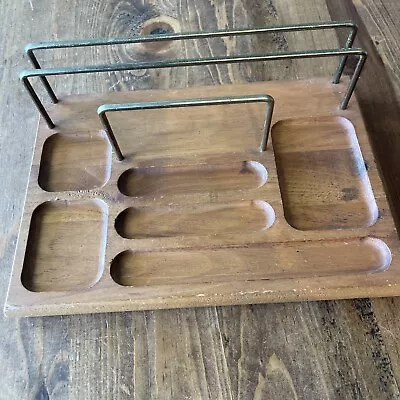 Vintage Solid Hard Wood Men's Dresser Valet Organizer Tray  7.5 X 10.5 • $18