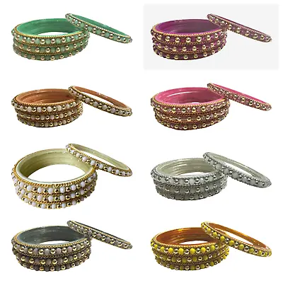 Model Morni - Indian Glass Colorful Bangles Churiyan Set With Hand Work • $7.99