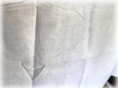 Vintage Tablecloth White On White Tulip Scroll Damask Weave Art Nouveau 59 X 64 • $18