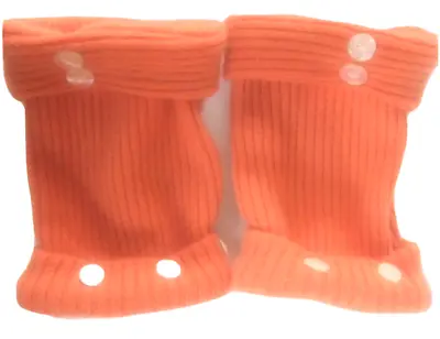 $31.49 • Buy Fingerless Gloves Orange 100% Cashmere M - L Medium Large Mittens Arm Warmers