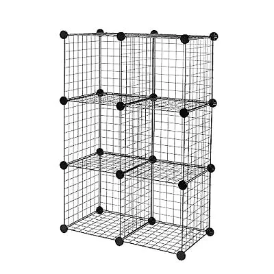 6 Cubes Closet Storage Organizers Wire Metal Grids Stackable Modular Shelves • $37.01