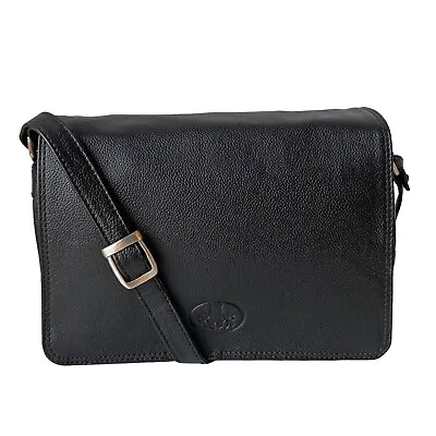 Rowallan Black Leather Organiser Handbag Shoulder Bag • £47.99