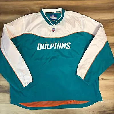 Miami Dolphins Jacket Mens XXL Team Player Issue NFL Warm Up Windbreaker Reebok • $79.99