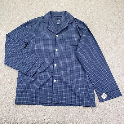 $24.99 • Buy NEW Stafford Regular Fit Medium M Mens Pajama Sleep Shirt Long Sleeve Blue Plaid