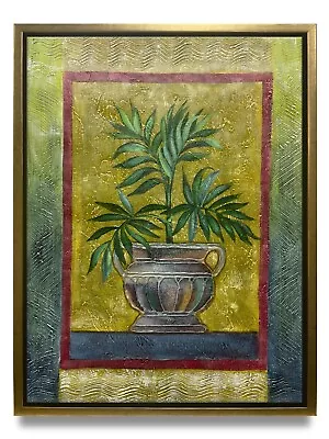 NY Art-Original Oil Painting Of Still-Life Grass Pot On Canvas 12x16 Framed • $146