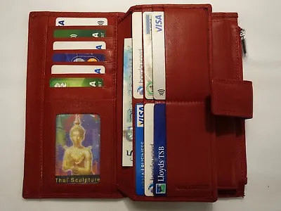 Ladies Leather Purse Wallet Organiser Extra Large Red Many Features RFID PROOF • £36.99