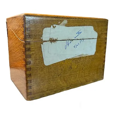 Wooden Recipe Box With Dovetail Corners Side Hinged Lid AS IS • $14.99