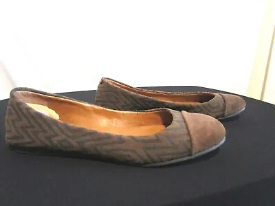 Lucky Brand Brown Ikat Tribal Print Cap Toe Suede Ballet Flats Shoes Women Sz 6B • $10.49