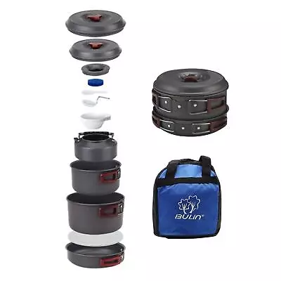Camping Cookware Mess Kit Backpack Portable Campfire Cooking Pots Pans Kettle... • $60.89
