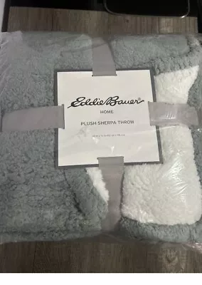 NEW Eddie Bauer Home Plush Sherpa Throw 60 X 70 Light Gray And White • $28