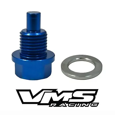 Vms Racing Blue Magnetic Oil Pan Drain Plug Bolt + Crush Washer For Honda Acura • $13.88