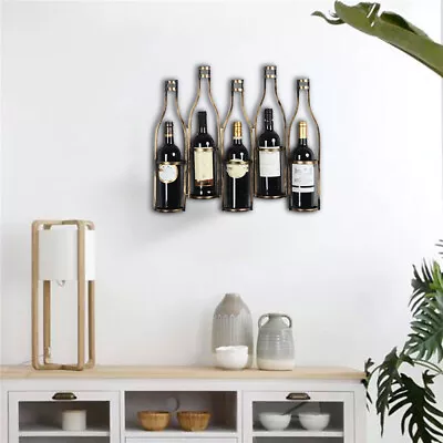 5-Bottle Wine Rack Metal Wall Mounted Kitchen Wine Storage Display Stand Holder • $33.99