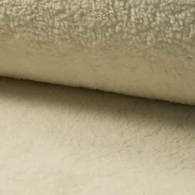 Cotton Teddy Sherpa Fleece Fabric Material - ECRU NATURAL • £1.99