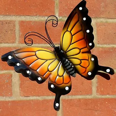 £4.49 • Buy Butterfly Large Orange Metal Butterflies Wall Art Outdoor Garden Decoration