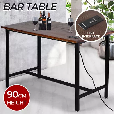 Levede High Bar Table Office Desk USB Charge Vintage Industrial Dining 110X60CM • $219.99