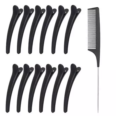 12pcs Hair Sectioning Clips + 1pcs Professional Anti-static Metal Tail Hair Comb • £6.61