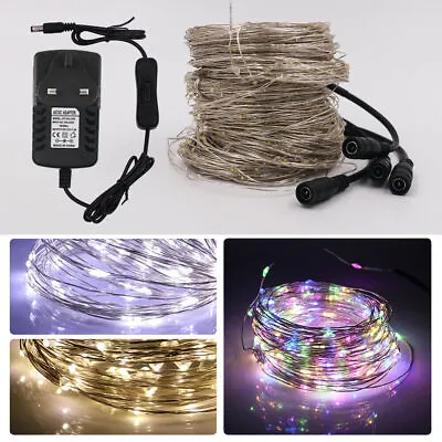 12V LED String Fairy Lights Copper/Silver Micro Wire Party Wedding Mains Plug In • £21.08